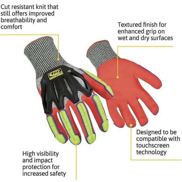Ringers Gloves Knit Cut5 Sandy Nitrile Dip Impact Cut Resistant Gloves 2XL - Picture 5 of 10